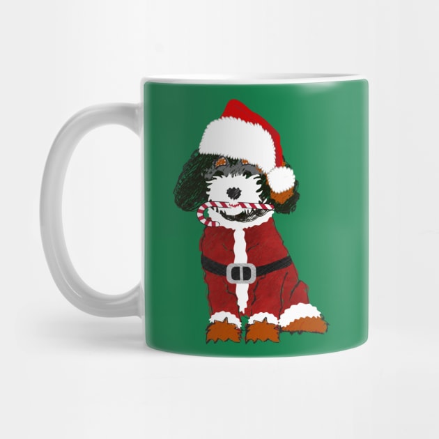 Cute Cartoon Bernedoodle Santa Dog by EMR_Designs